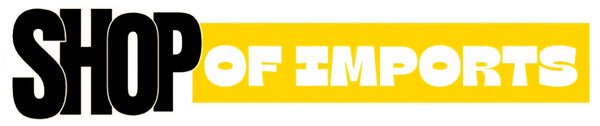 Logo of 'Shop of Imports' with 'SHOP' in black and 'OF IMPORTS' in yellow on a white background.
